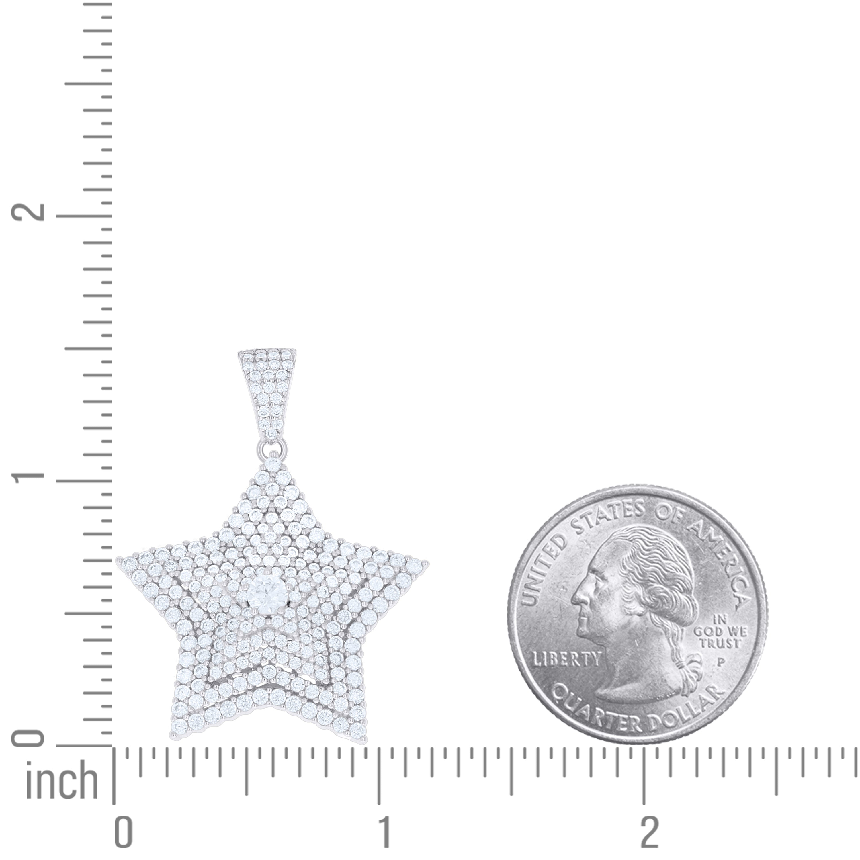 925 Sterling Silver Unisex Cubic-Zirconia Star Fashion Pendant