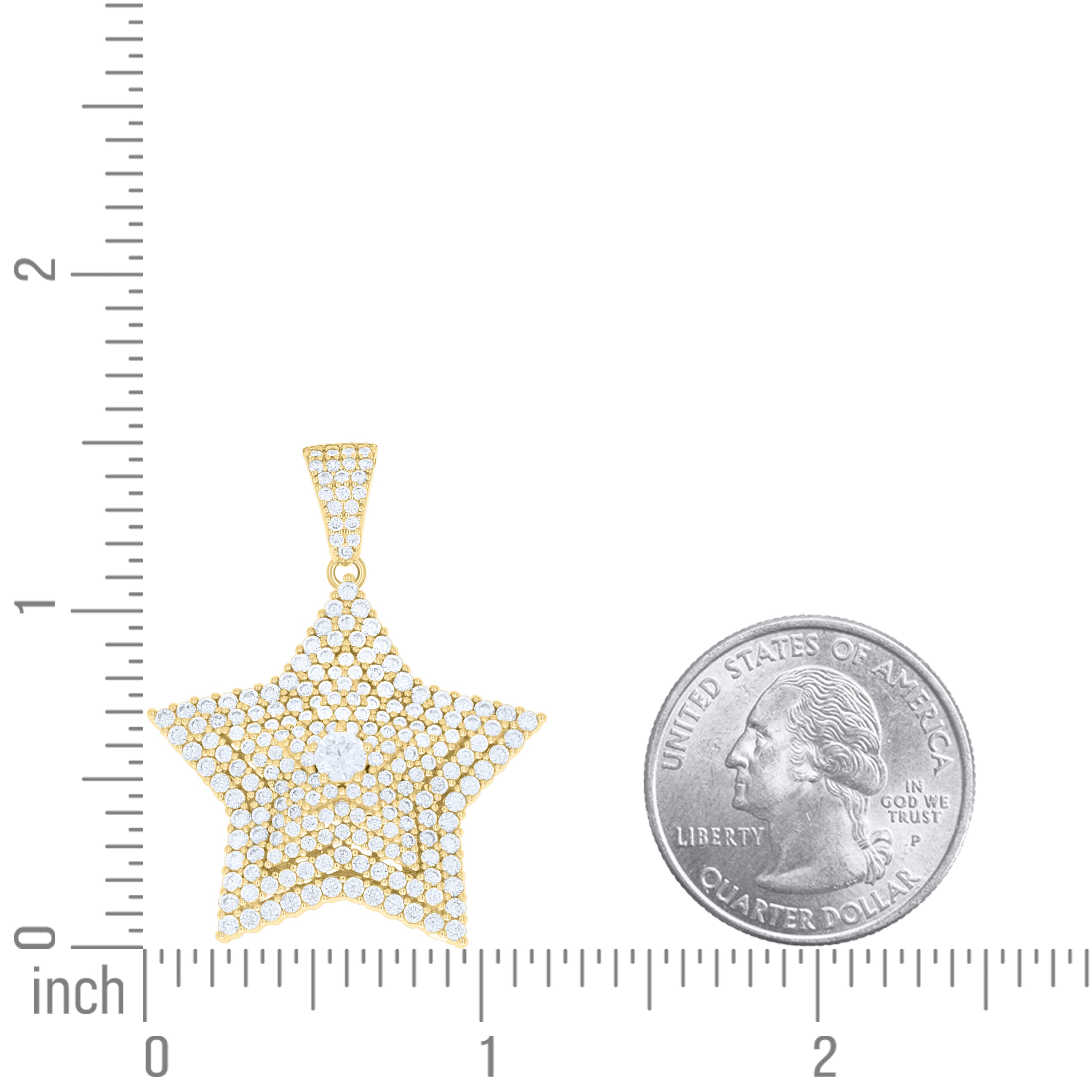 925 Sterling Silver Yellow-tone Unisex Cubic-Zirconia Star Fashion Pendant