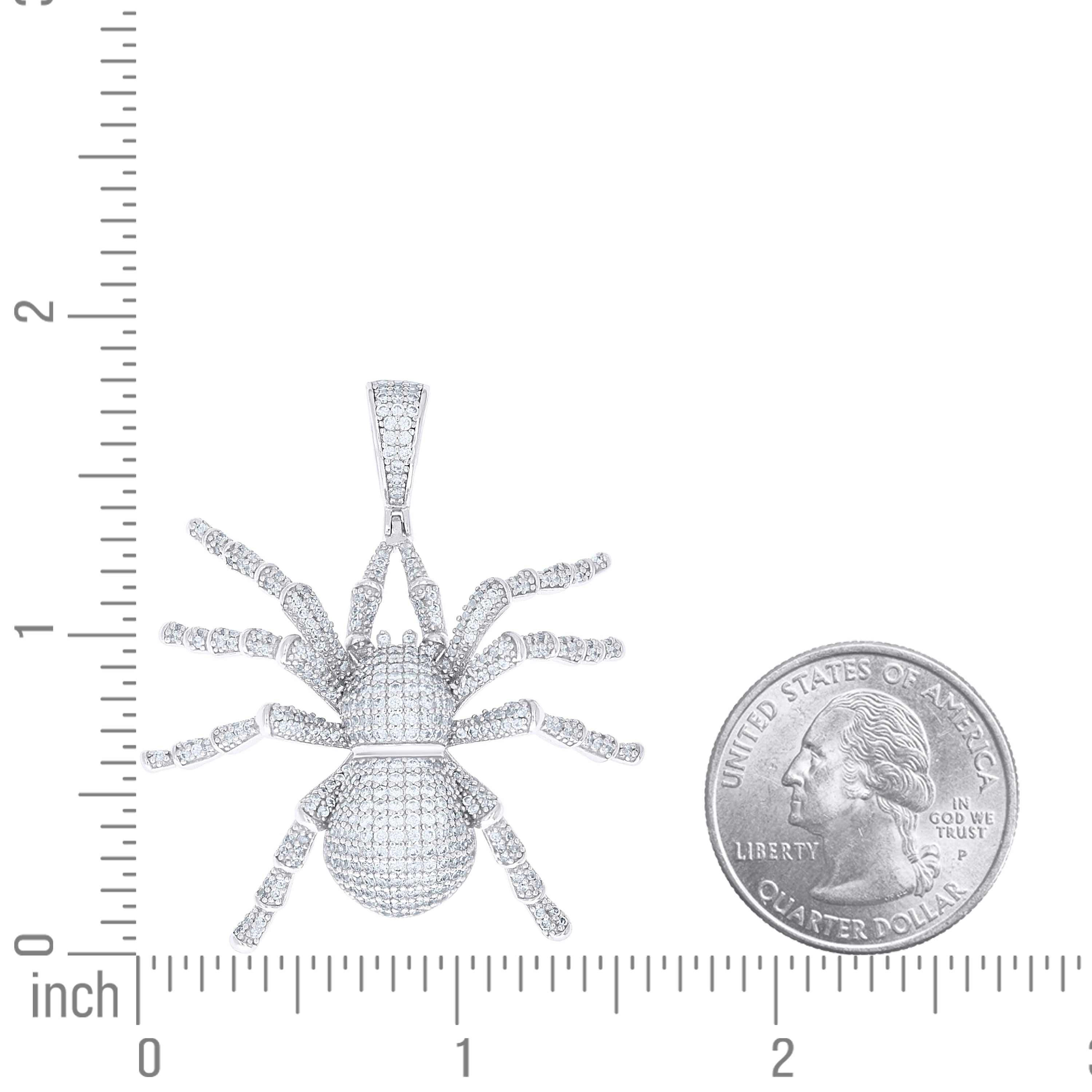 925 Sterling Silver Mens Cubic-Zirconia Spider Wildlife Pendant