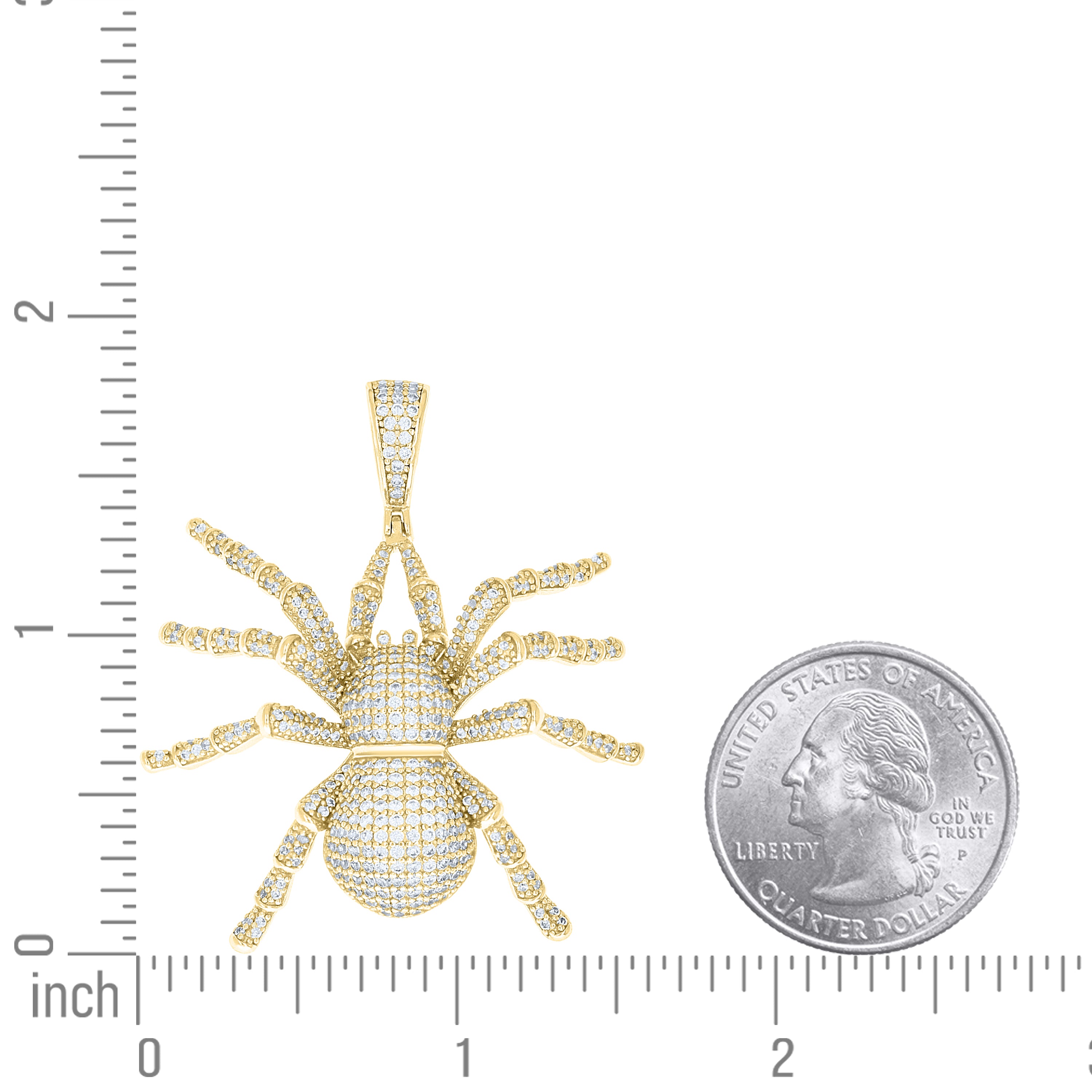925 Sterling Silver Yellow-tone Mens Cubic-Zirconia Spider Wildlife Pendant