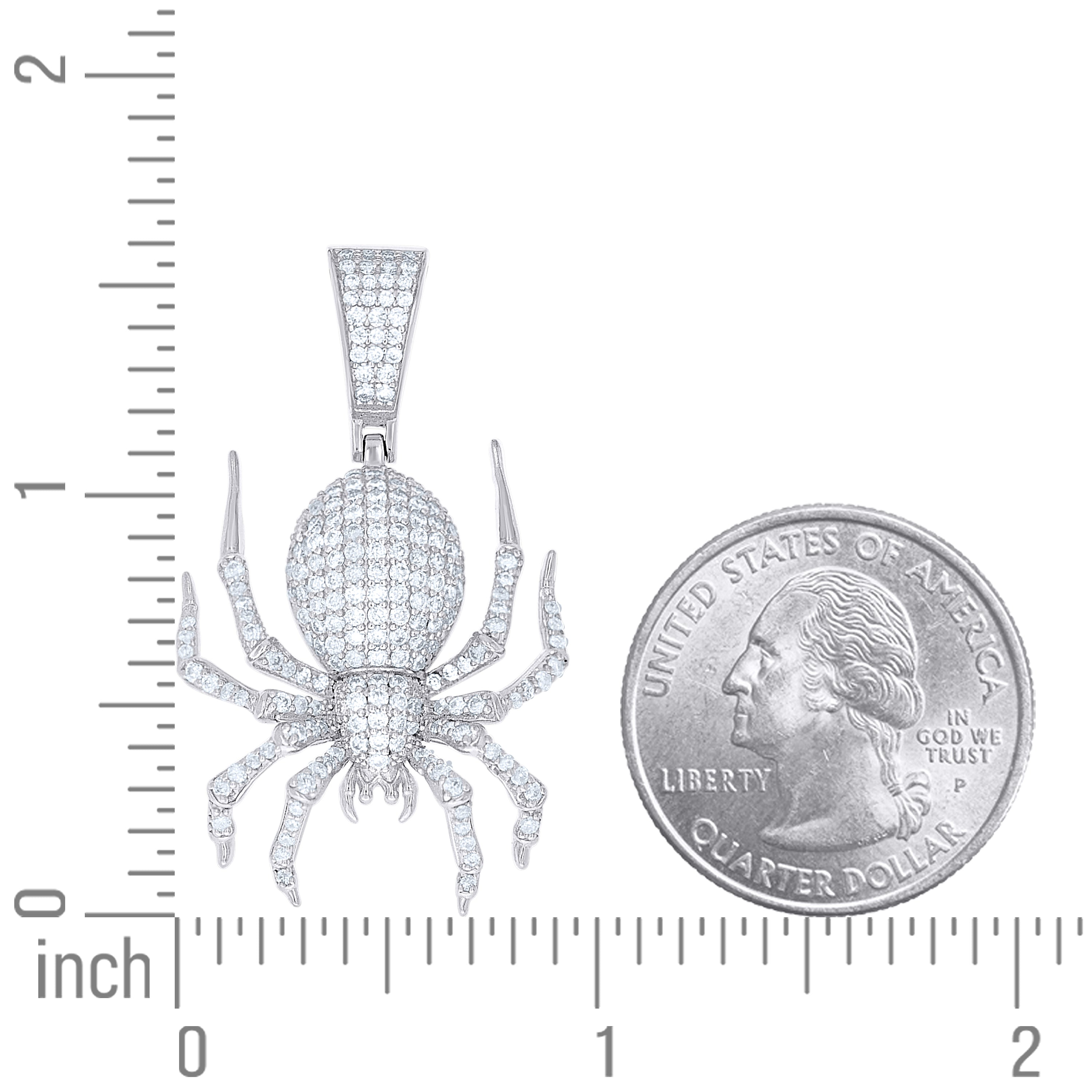 925 Sterling Silver Mens Cubic-Zirconia Spider Wildlife Pendant