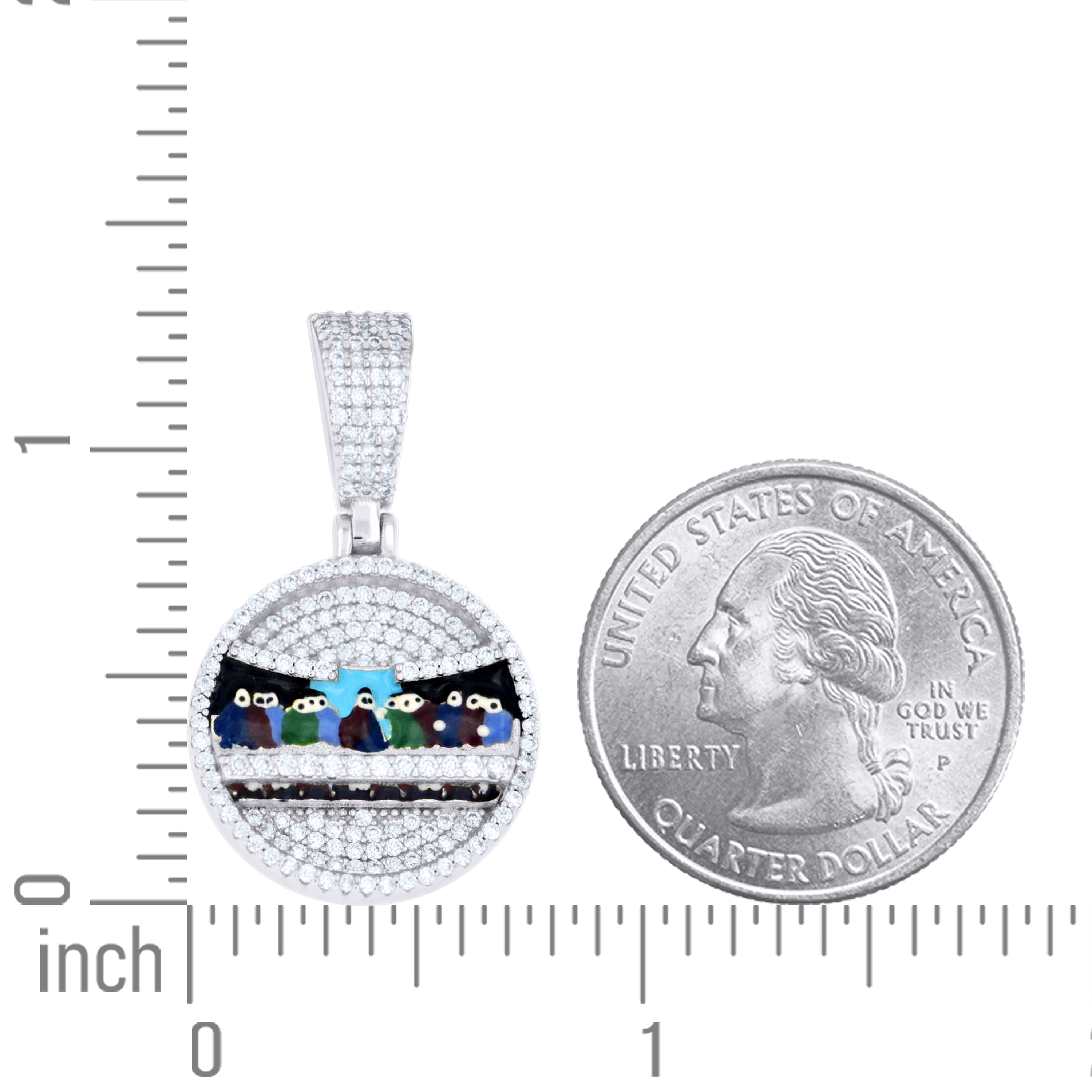 925 Sterling Silver Men Cubic-Zirconia Last Supper Religious Charm Pendant