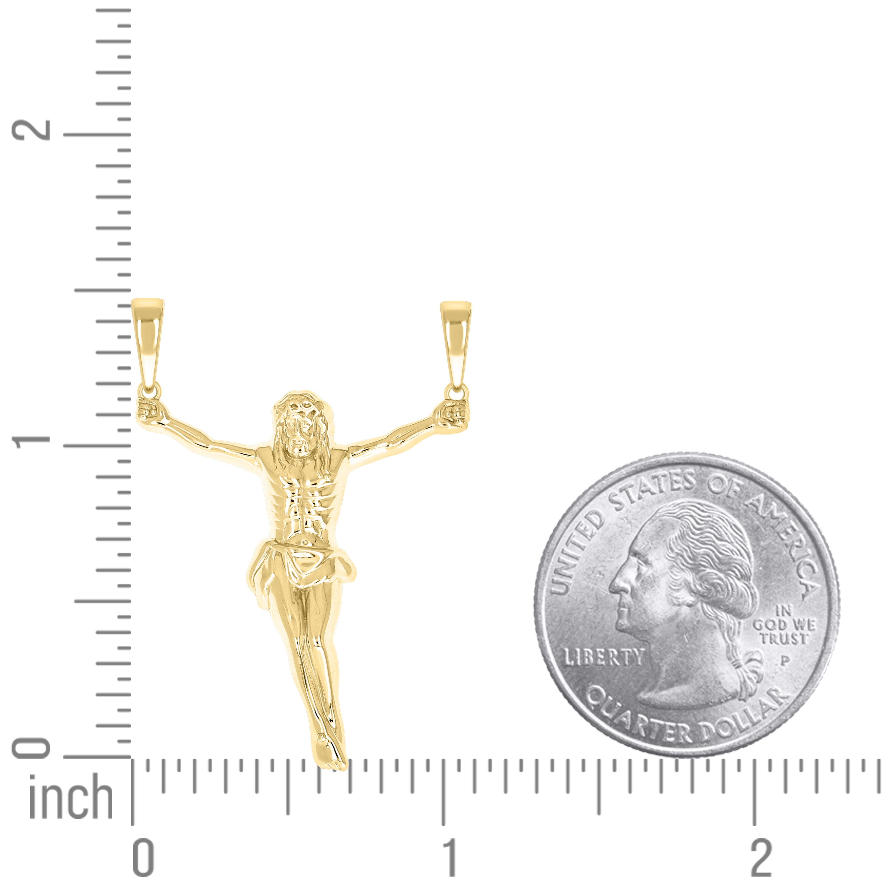 925 Sterling Silver Yellow-tone Men Crucifix Religious Charm Pendant