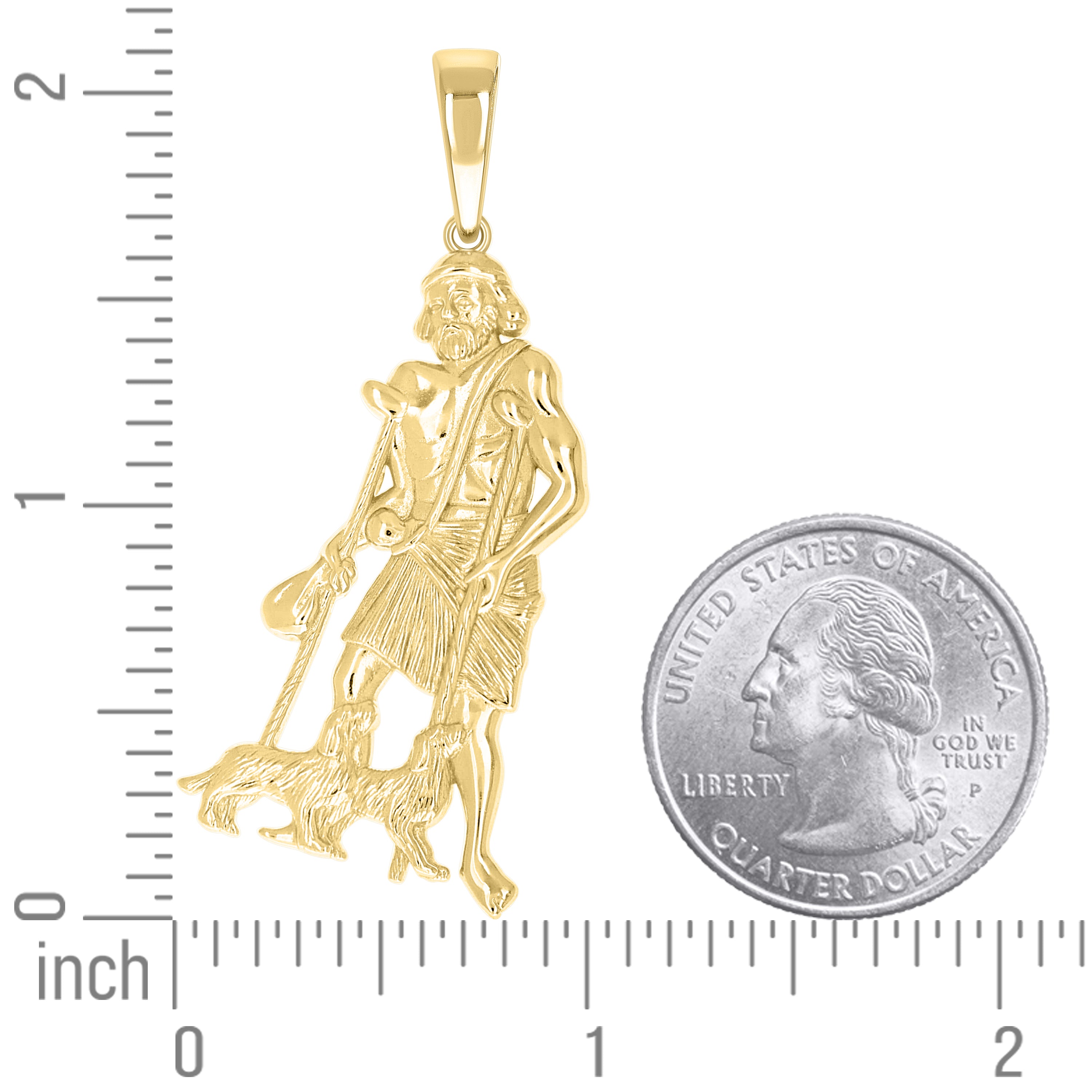925 Sterling Silver Yellow-tone Men St. Lazarus Religious Charm Pendant