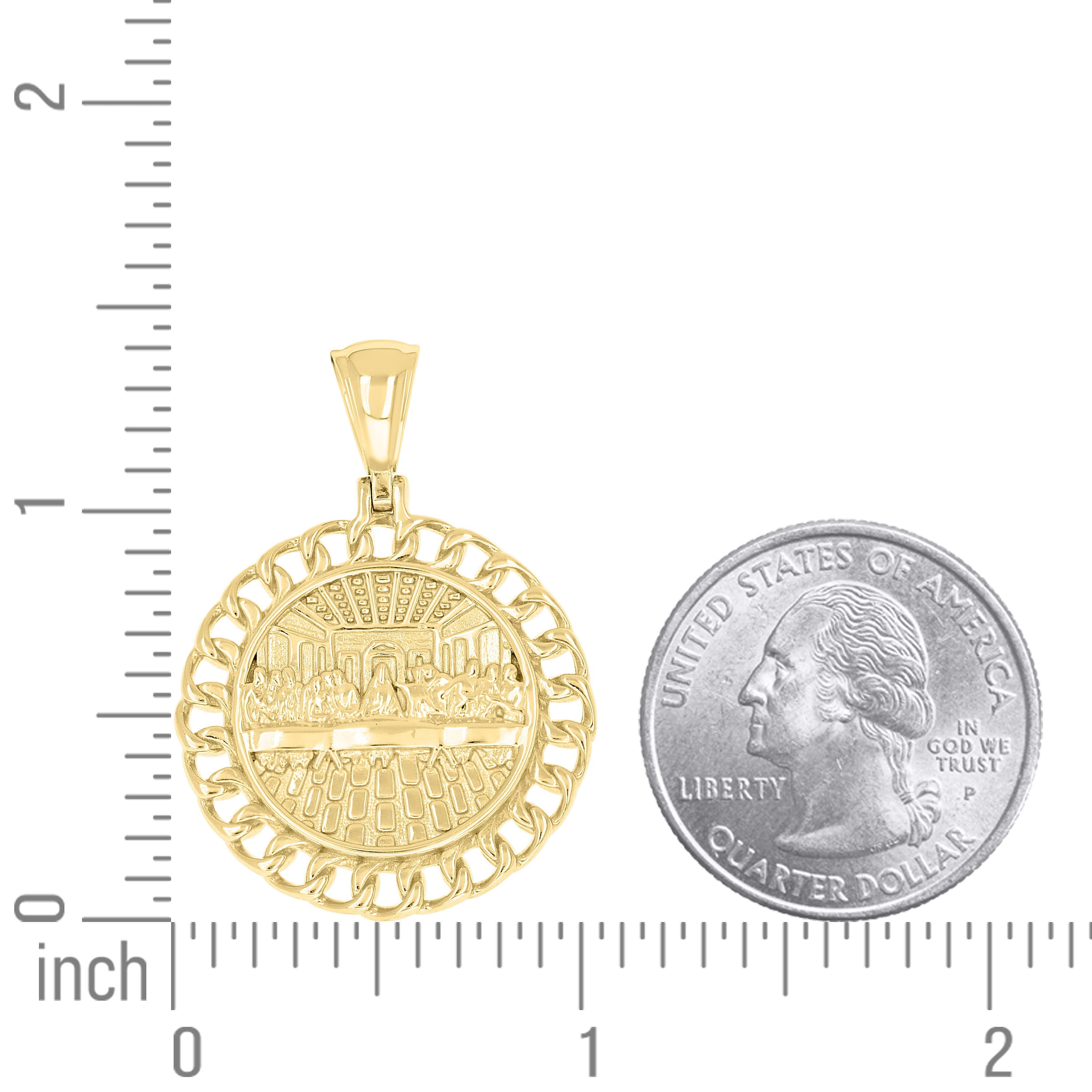 925 Sterling Silver Yellow-tone Men Last Supper Religious Charm Pendant