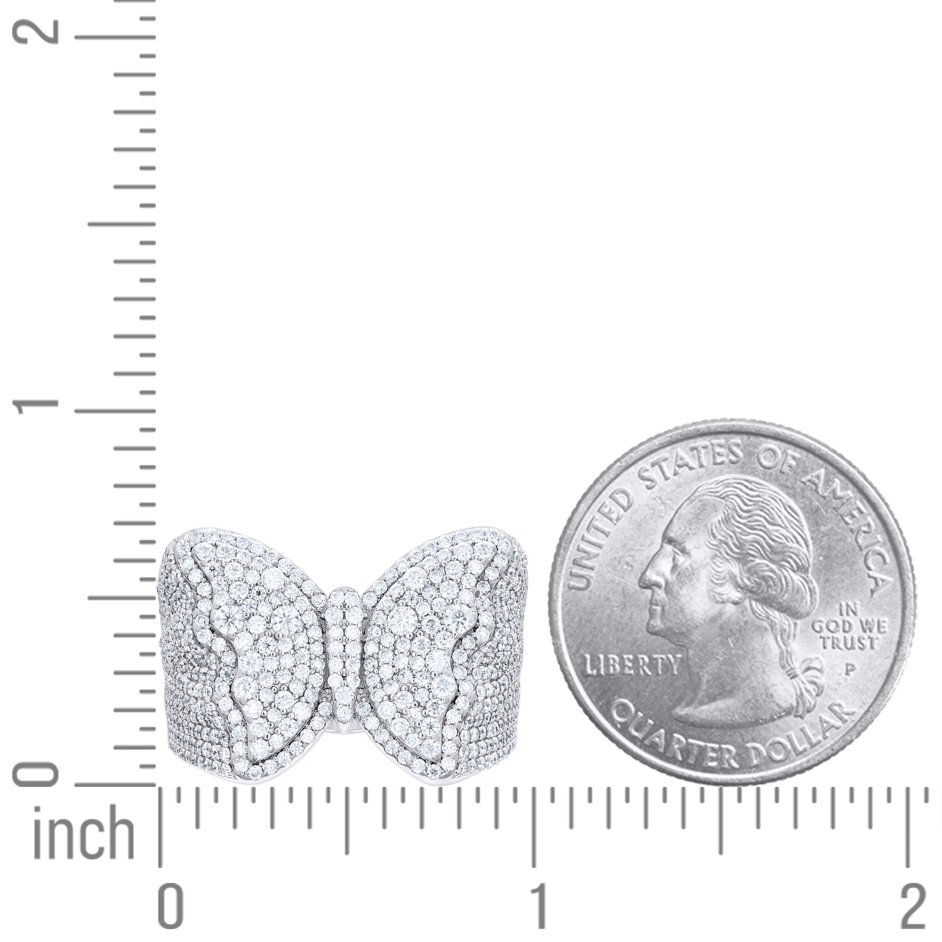 925 Sterling Silver Womens Cubic-Zirconia Butterfly Fashion Ring