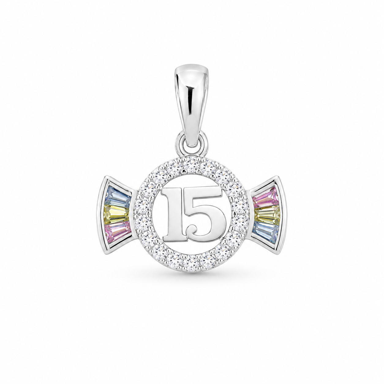 14KT White Gold Sweet 15 Pendant [A1B3]
