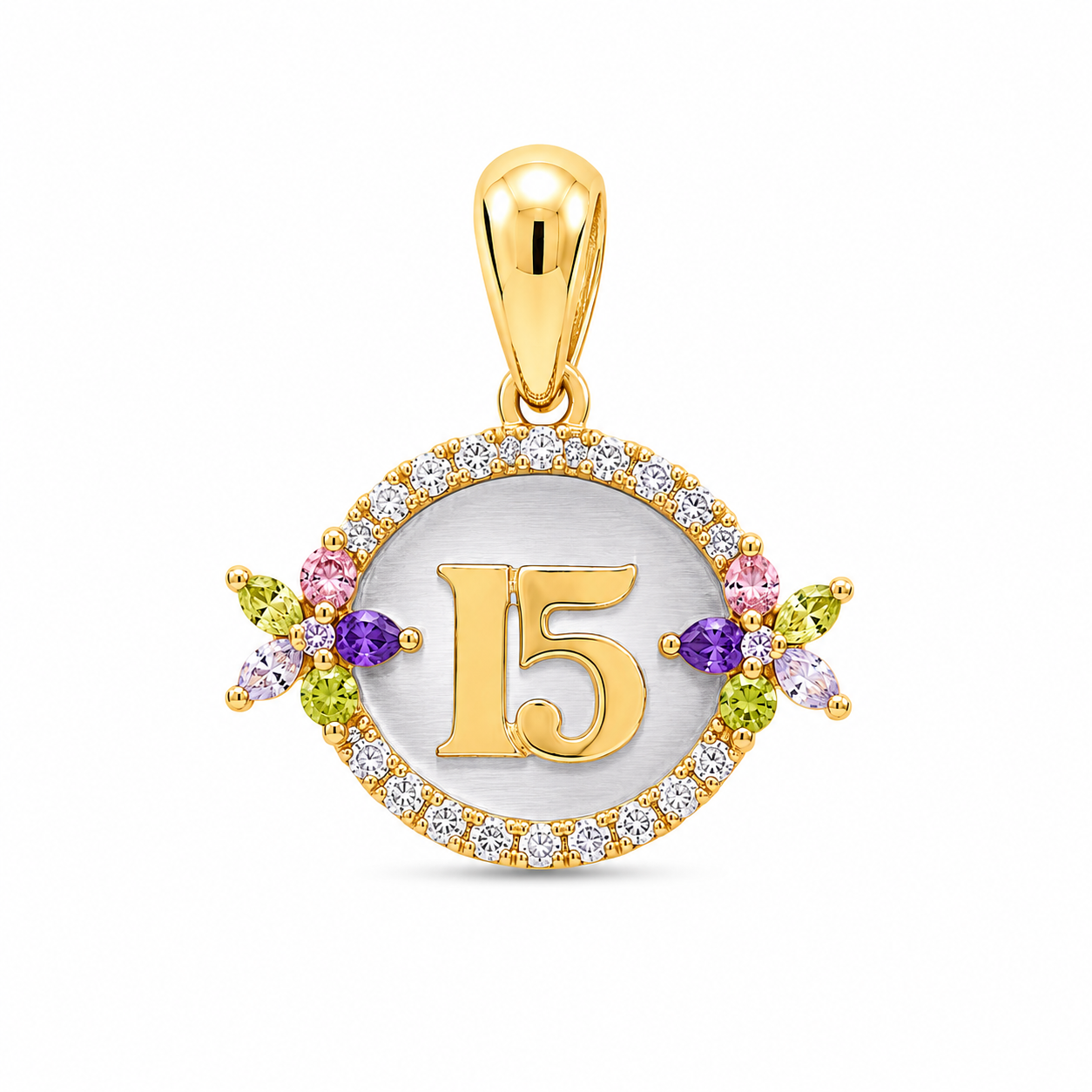 14KT Yellow Gold 15 Birthday Pendant [A1B5]