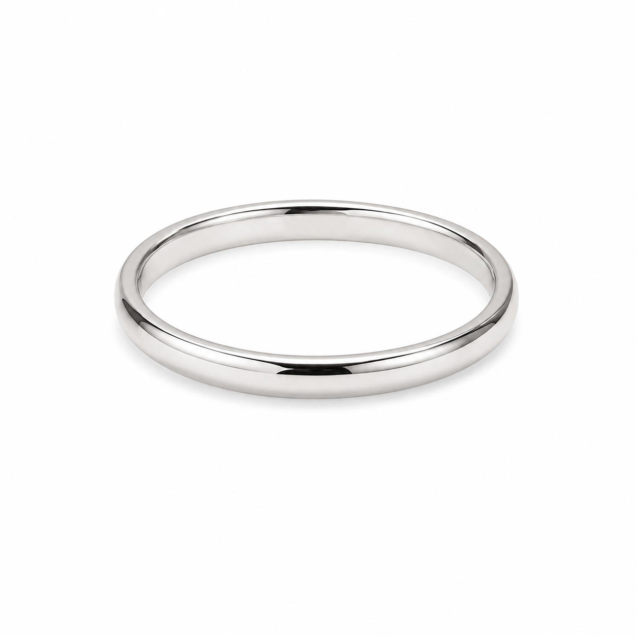 10KT White Gold Plain Rounded Band [A1B8]