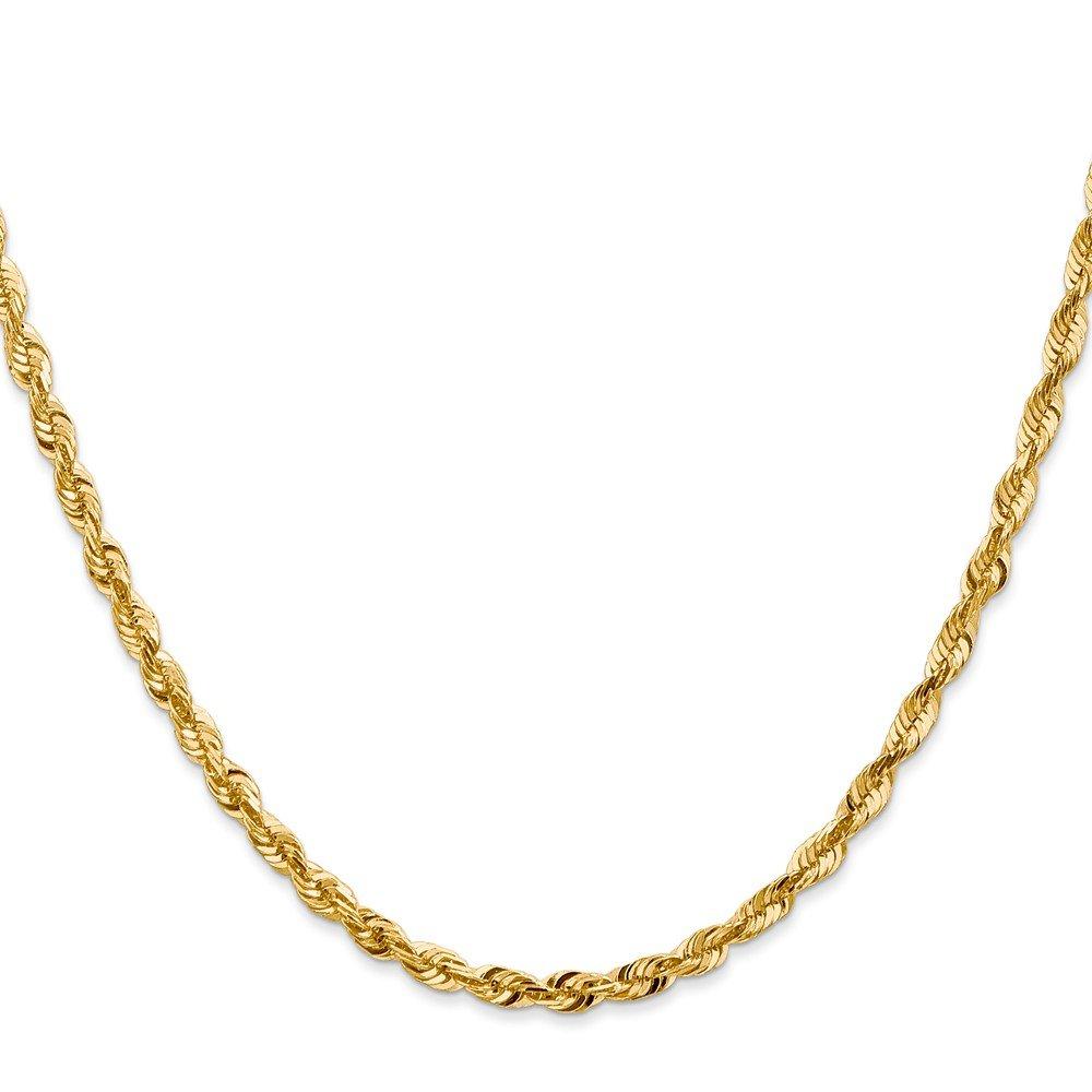 14K 8 Inch 4Mm Extra Light Diamond-Cut Rope With Lobster Clasp Chain