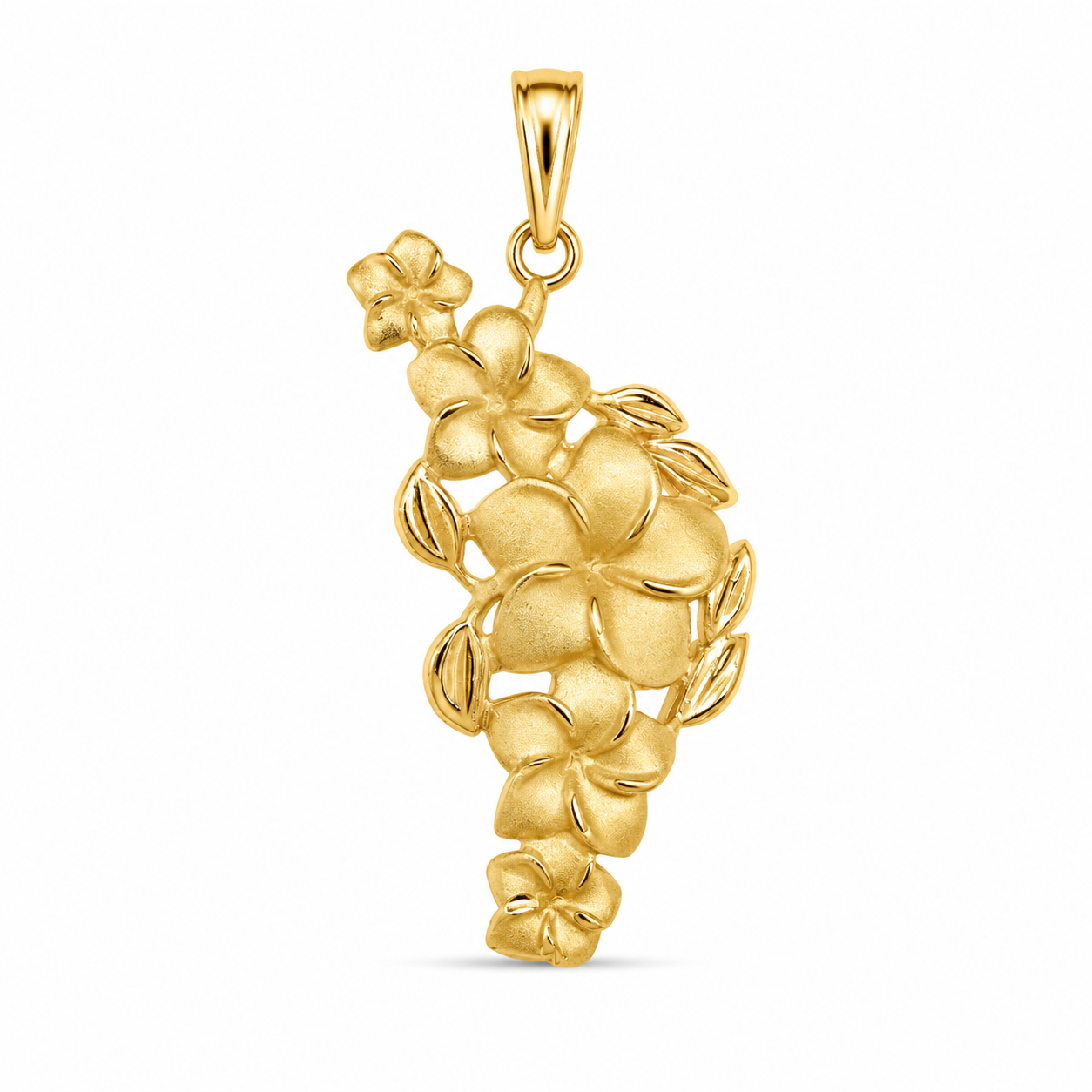 14KT Yellow Gold Hawaiian Plumeria Pendant [A4B2]