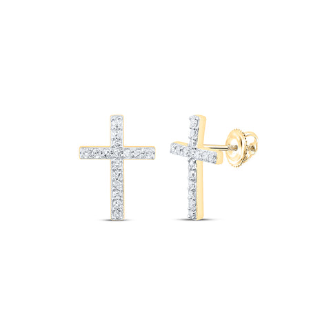 10Kt Yellow or White 1/8CTW diamond Cross Earrings