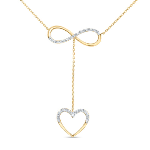 10KT YELLOW GOLD with 1/10CTW-DIA CN GIFT HEART NECKLACE (18 INCH)