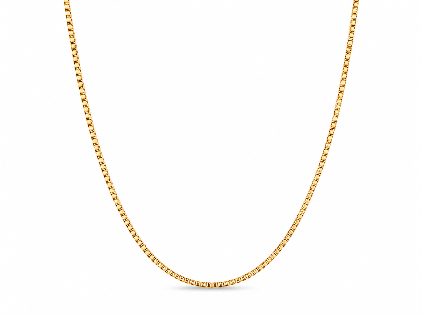 14KT Solid Yellow Gold 2 MM Diamond Cut Box Link Chain