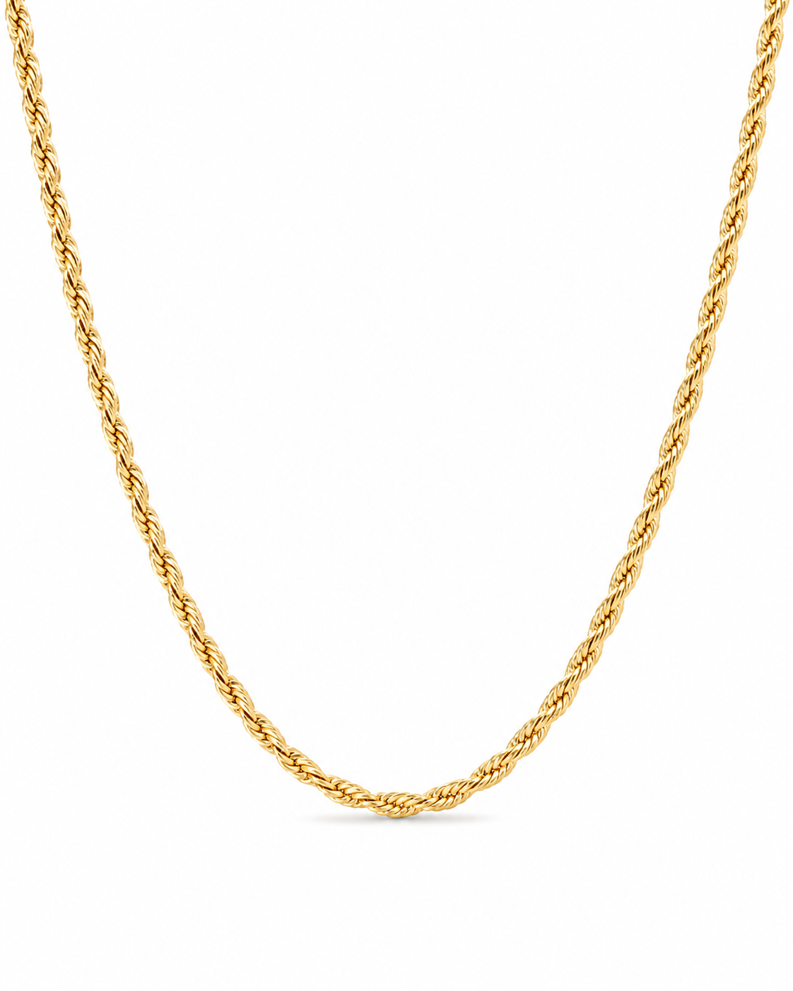 10KT Hollow Yellow Gold 2.5 MM Twisted Rope with Box Link Chain