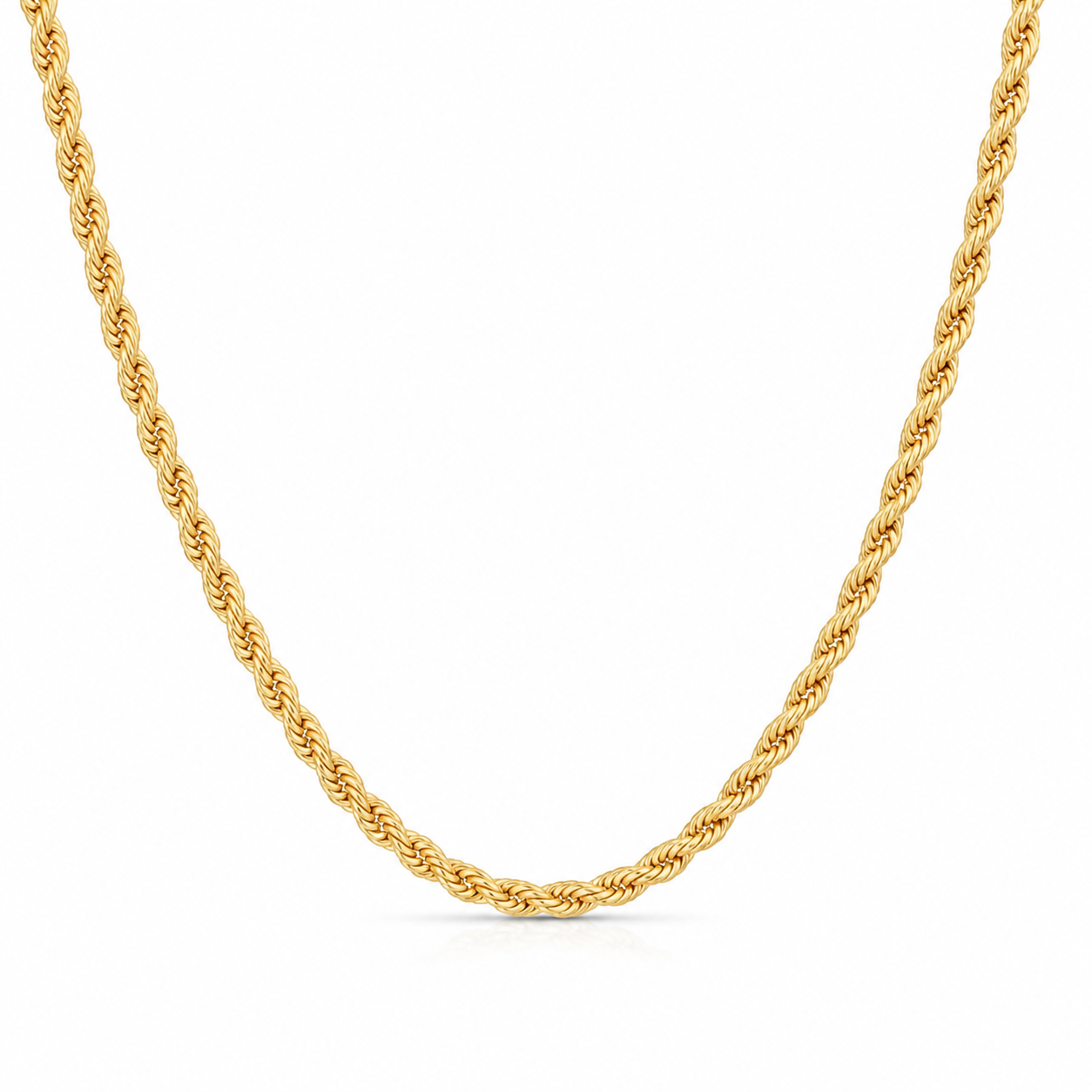 10KT Hollow Yellow Gold 4 MM Twisted Rope with Box Link Chain