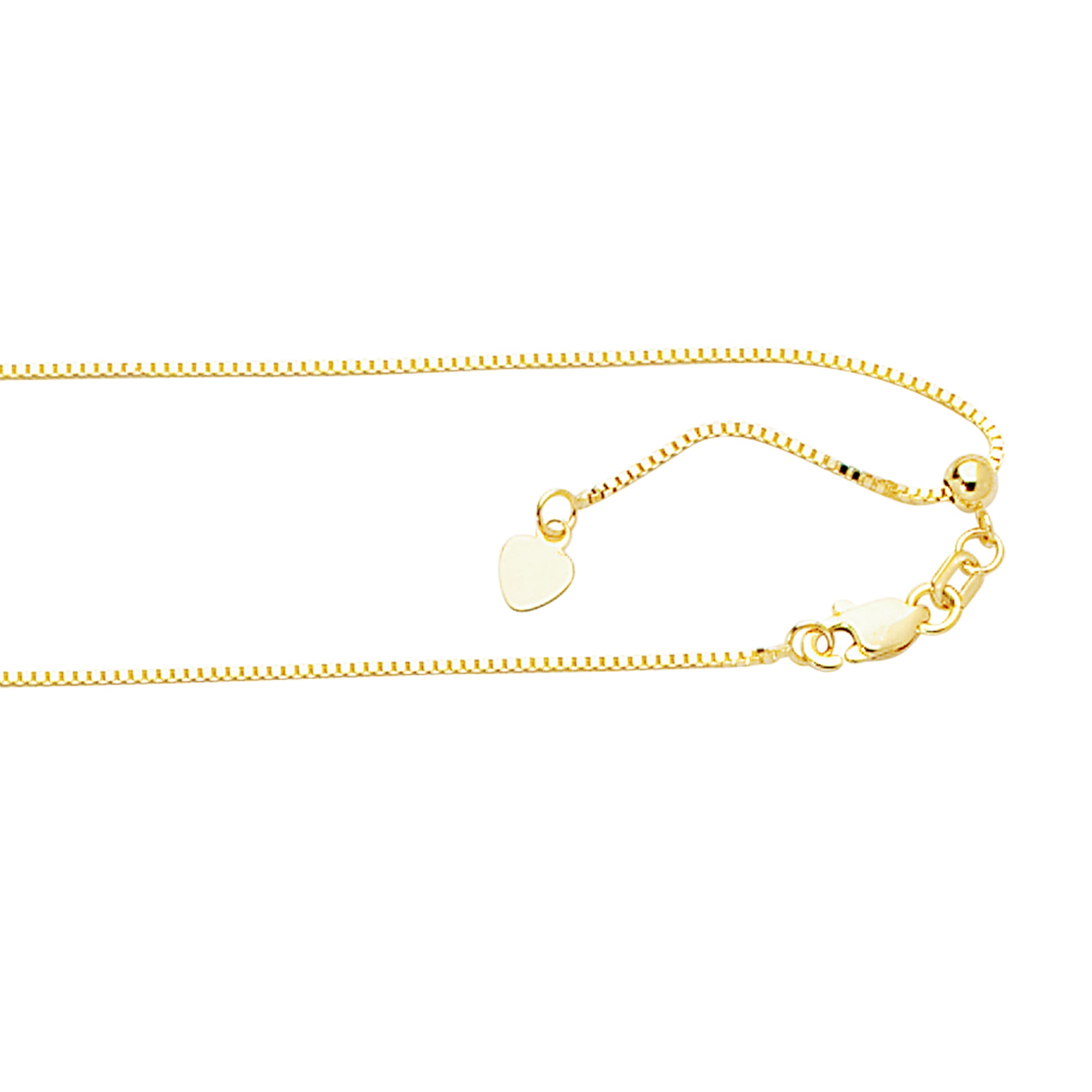 10K Yellow Gold 0.85mm Adjustable (adjusts up to 22 inches) Box 22" Chain with Lobster Lock