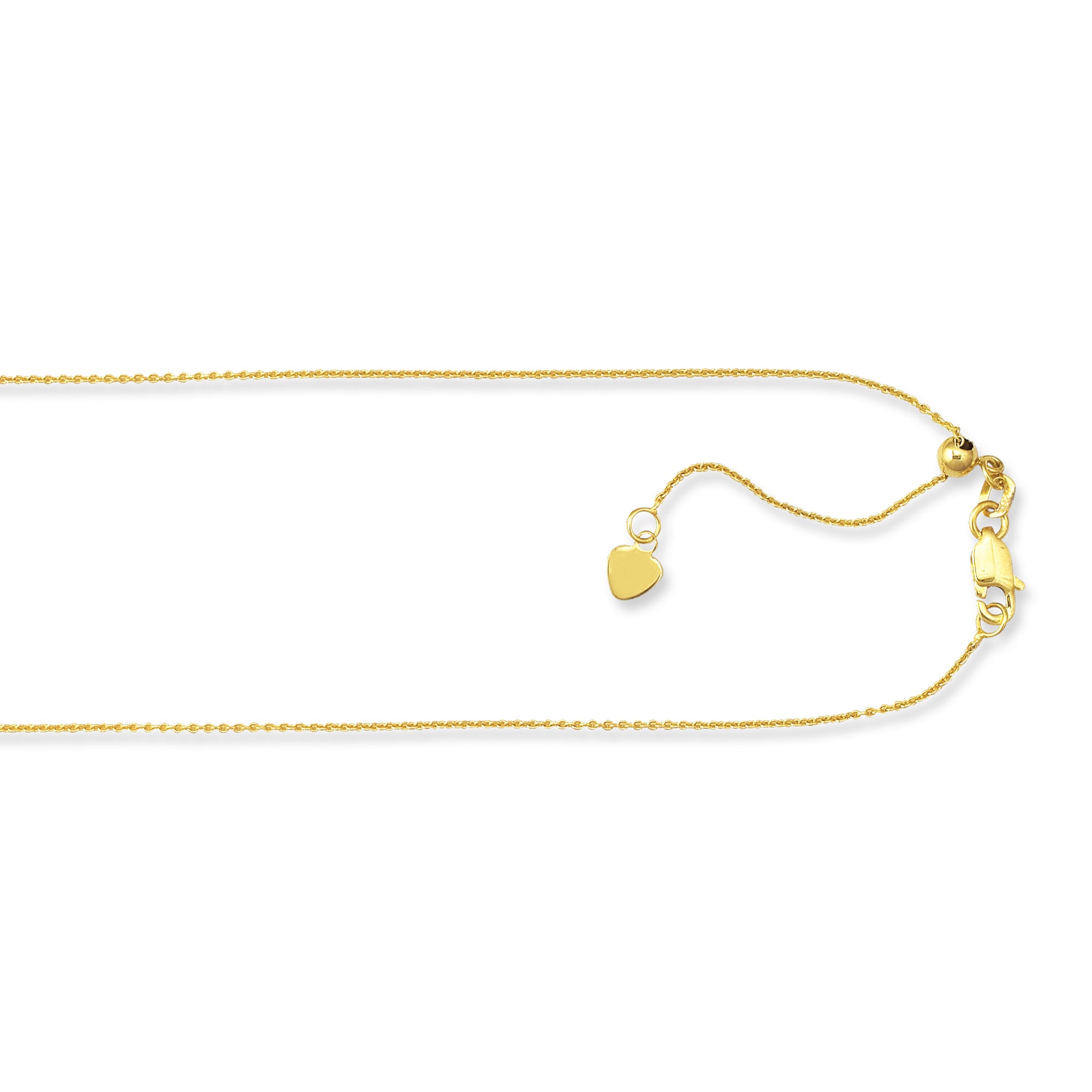 10K Yellow Gold 1.1mm Adjustable (adjusts up to 22 inches) Cable 22" Chain with Lobster Lock