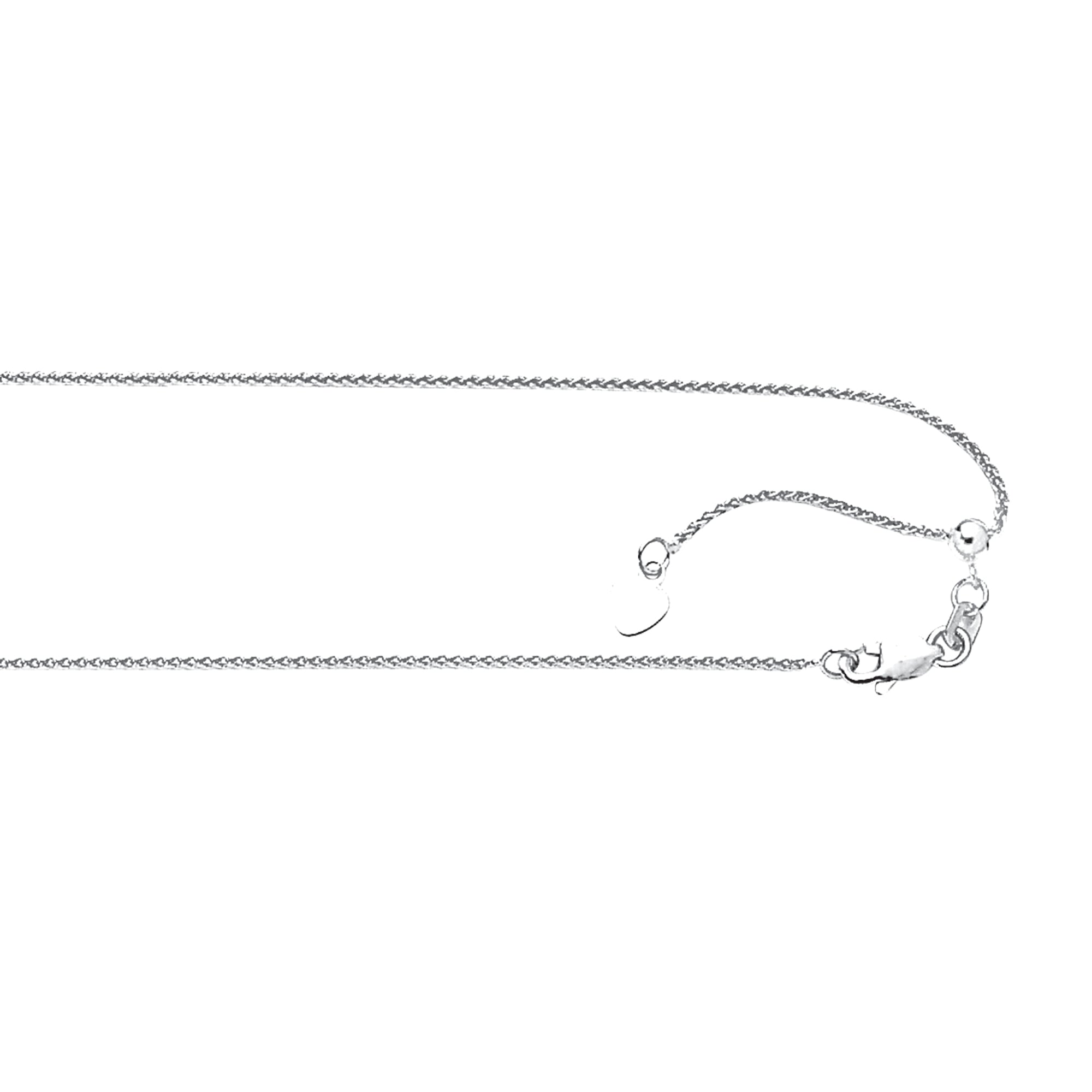10K White Gold 1.0mm Adjustable (adjusts up to 22 inches) Wheat 22" Chain with Lobster Lock