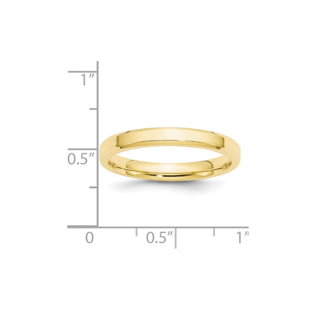 10k Yellow Gold 3mm Beveled Edge Comfort Fit Wedding Band Size 13