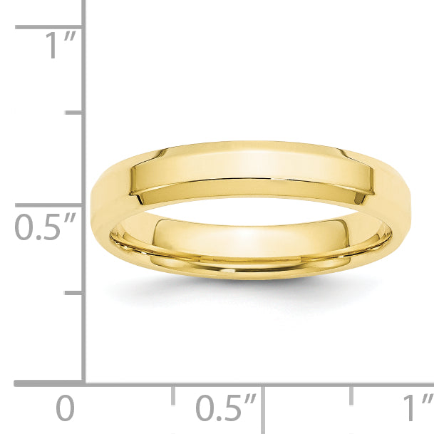 10k Yellow Gold 4mm Beveled Edge Comfort Fit Wedding Band Size 10.5