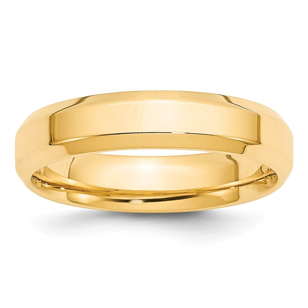 10k Yellow Gold 5mm Beveled Edge Comfort Fit Wedding Band Size 9.5