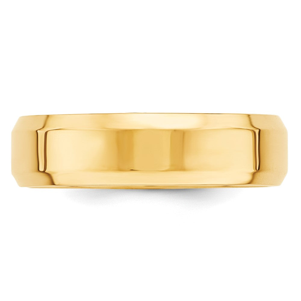 10k Yellow Gold 6mm Beveled Edge Comfort Fit Wedding Band Size 5.5