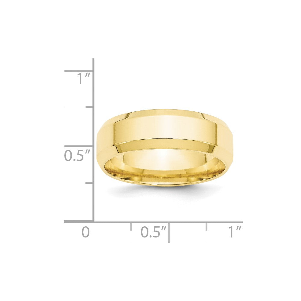 10k Yellow Gold 7mm Beveled Edge Comfort Fit Wedding Band Size 12.5
