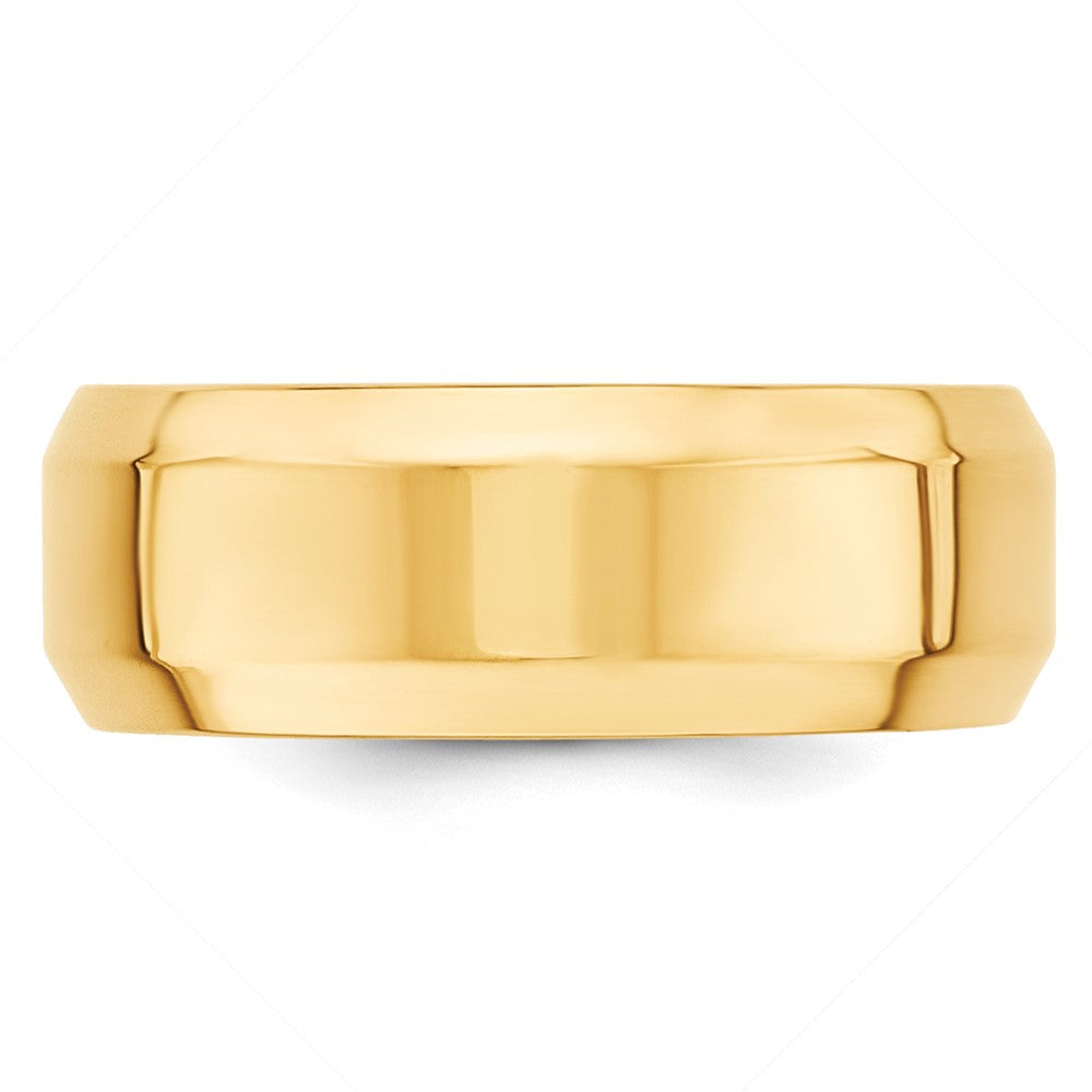 10k Yellow Gold 8mm Beveled Edge Comfort Fit Wedding Band Size 12
