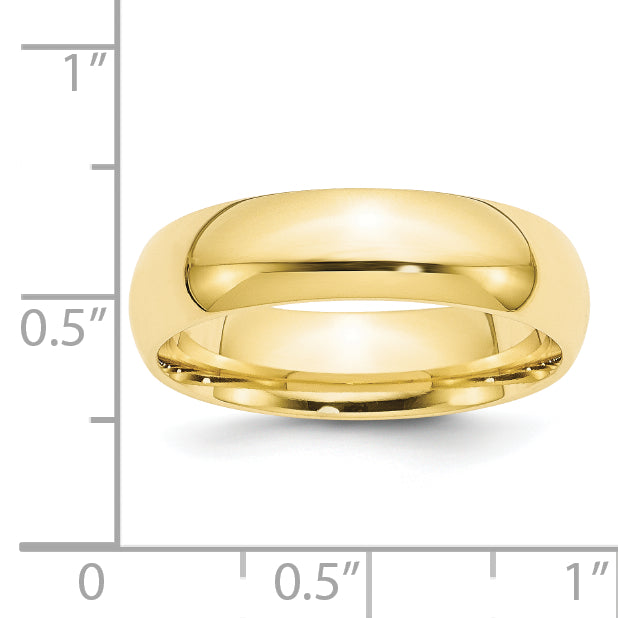 10k Yellow Gold 6mm Standard Weight Comfort Fit Wedding Band Size 4