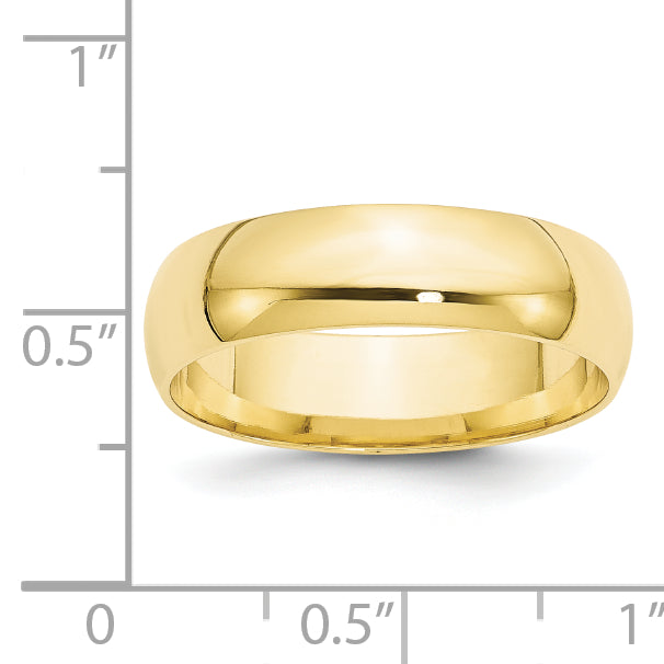 10k Yellow Gold 6mm Lightweight Comfort Fit Wedding Band Size 5