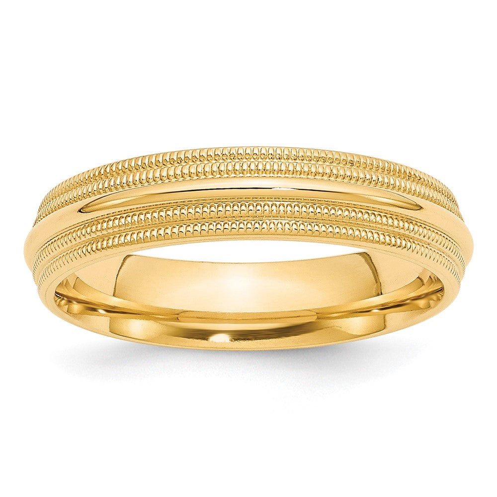 10k Yellow Gold 5mm Double Milgrain Comfort Fit Wedding Band Size 11.5