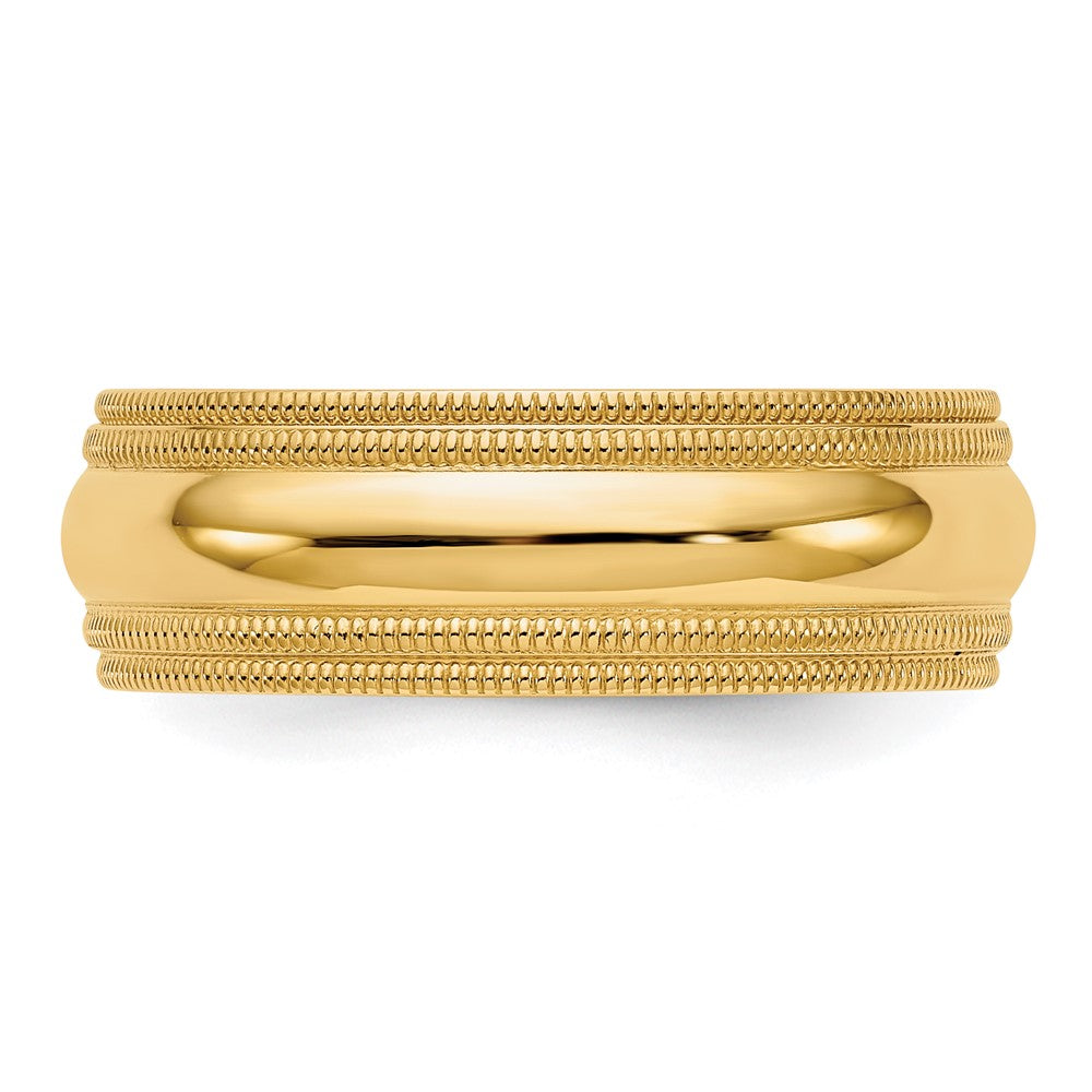 10k Yellow Gold 7mm Double Milgrain Comfort Fit Wedding Band Size 5