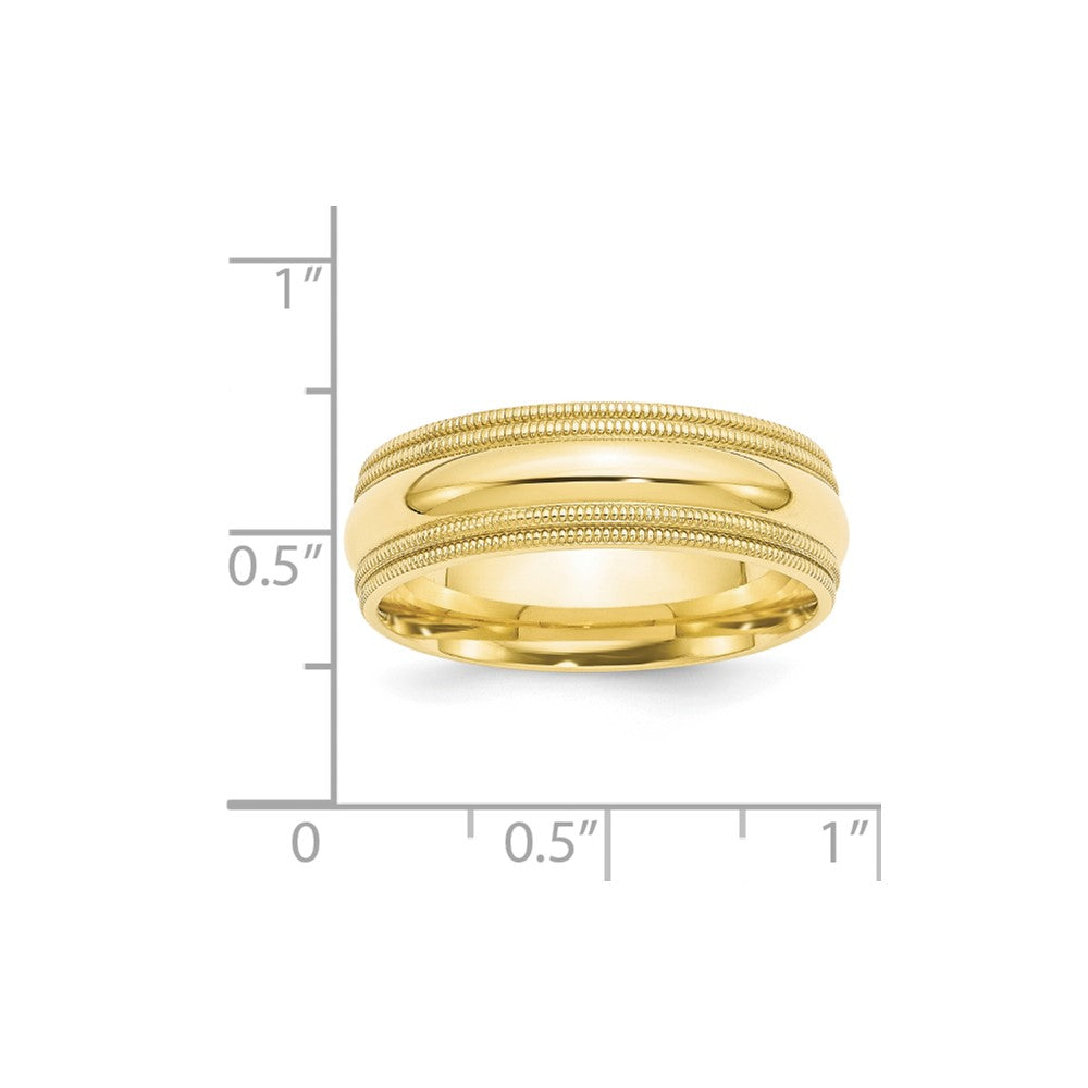 10k Yellow Gold 7mm Double Milgrain Comfort Fit Wedding Band Size 10.5