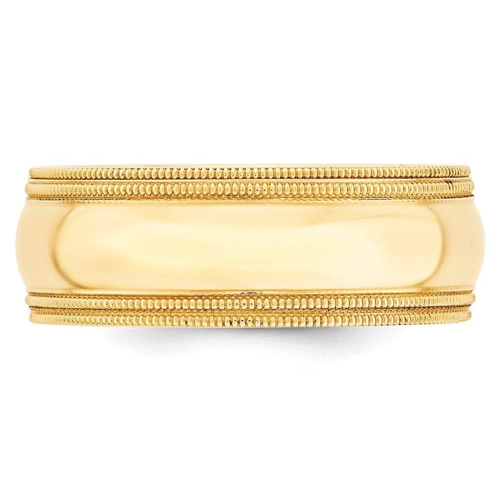 10k Yellow Gold 8mm Double Milgrain Comfort Fit Wedding Band Size 8