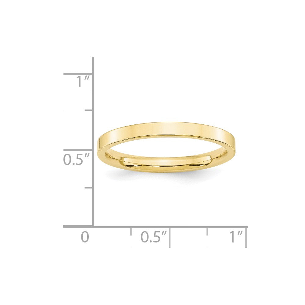 10k Yellow Gold 2.5mm Standard Weight Flat Comfort Fit Wedding Band Size 8