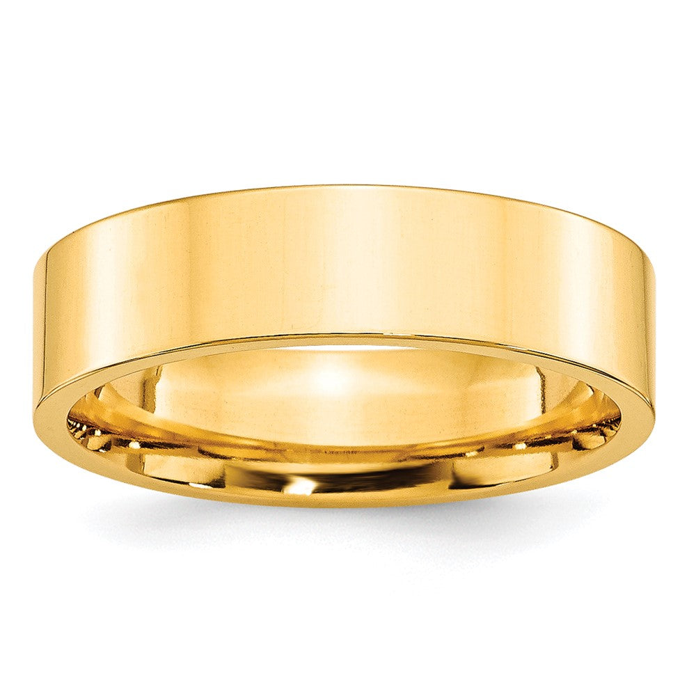 10k Yellow Gold 6mm Standard Weight Flat Comfort Fit Wedding Band Size 12.5