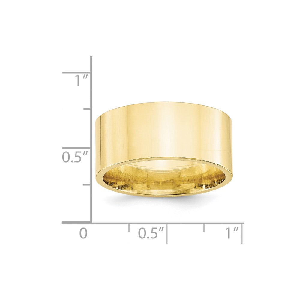 10k Yellow Gold 10mm Standard Weight Flat Comfort Fit Wedding Band Size 8