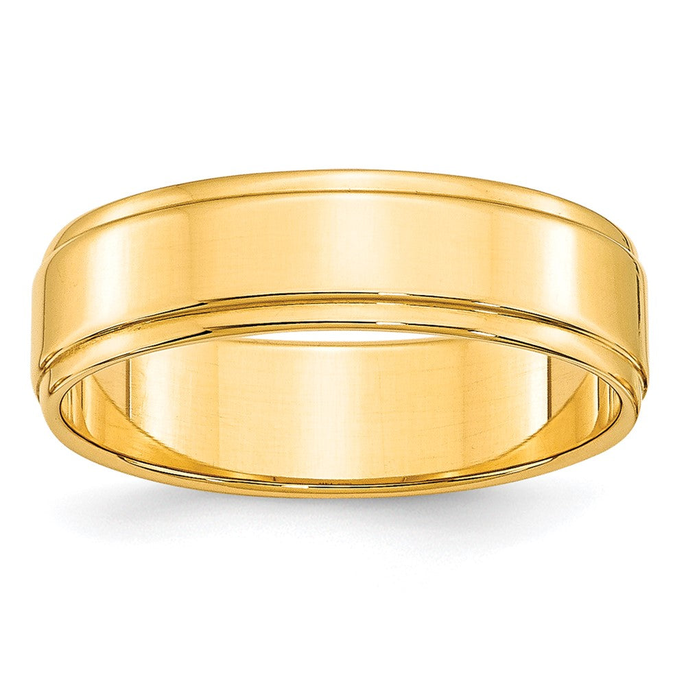 10k Yellow Gold 6mm Flat with Step Edge Wedding Band Size 6