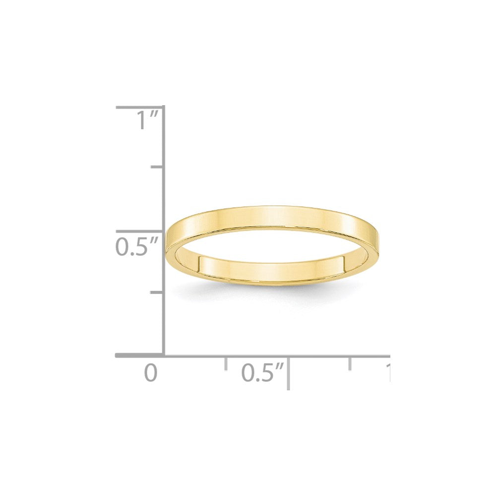 10k Yellow Gold 2.5mm Lightweight Flat Wedding Band Size 9.5