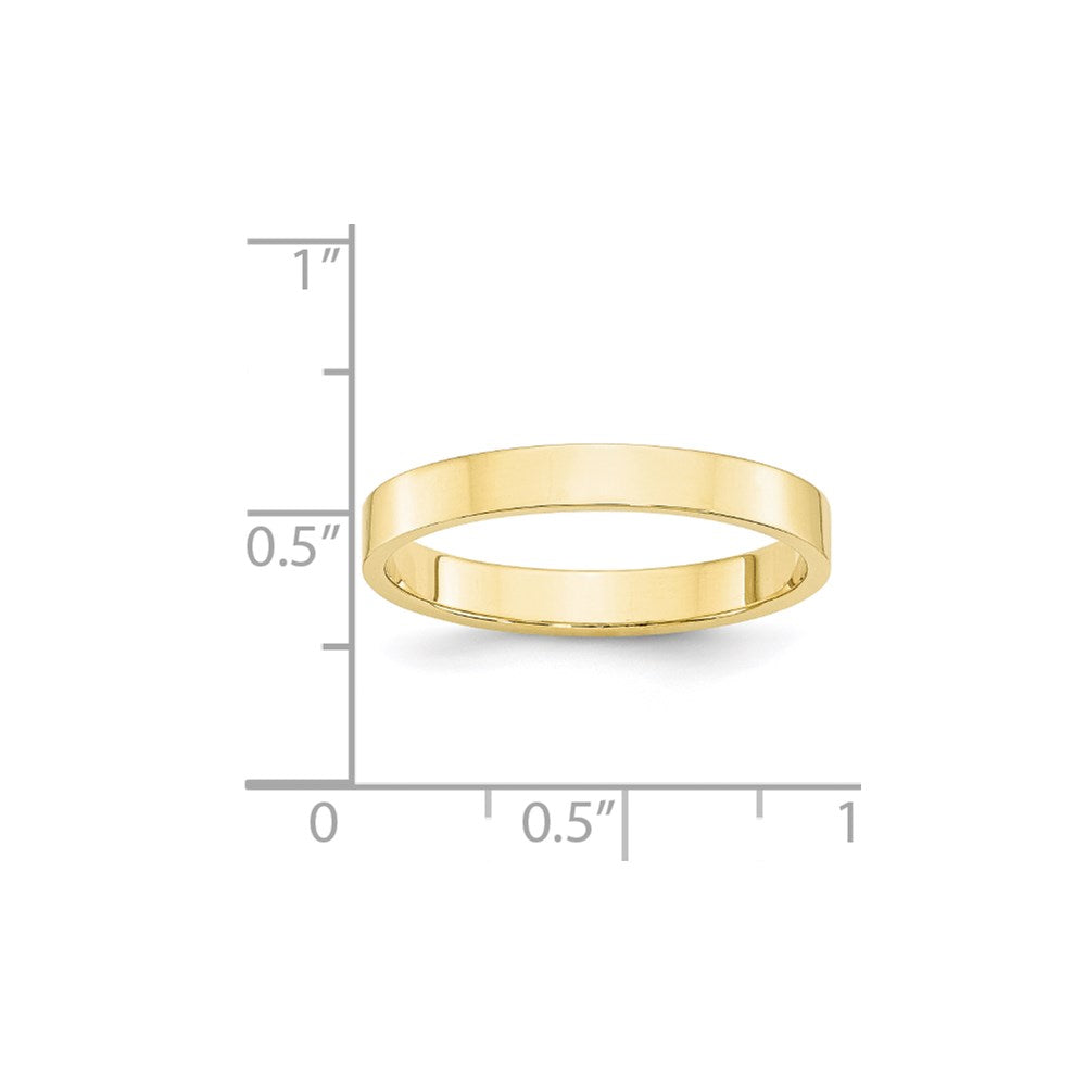 10k Yellow Gold 3mm Lightweight Flat Wedding Band Size 12