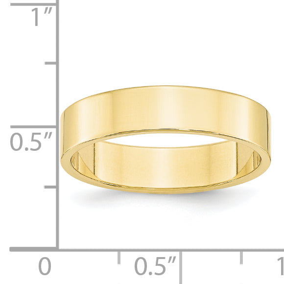 10k Yellow Gold 5mm Lightweight Flat Wedding Band Size 13.5