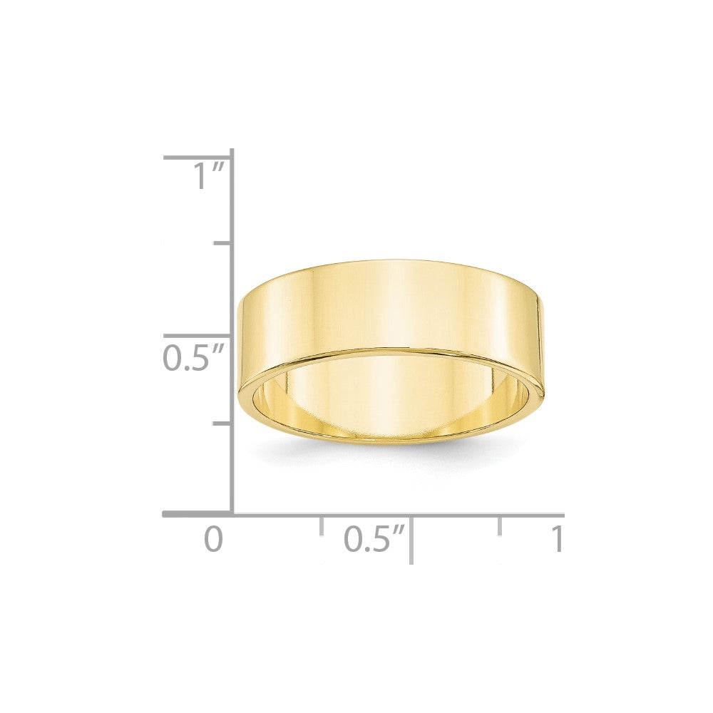 10k Yellow Gold 7mm Lightweight Flat Wedding Band Size 8.5