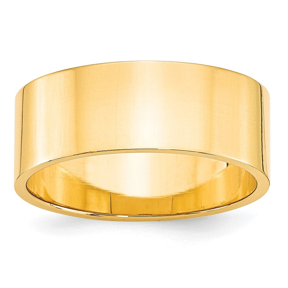 10k Yellow Gold 8mm Lightweight Flat Wedding Band Size 4