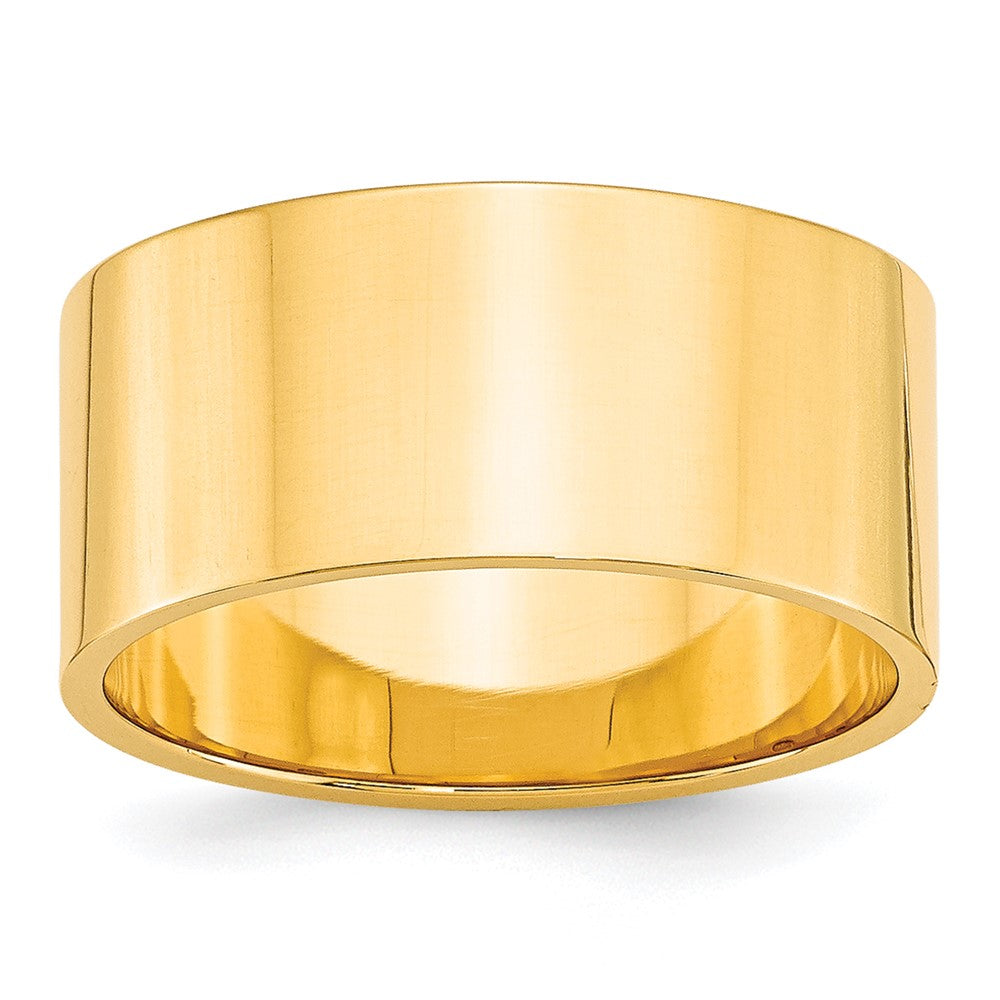 10k Yellow Gold 10mm Lightweight Flat Wedding Band Size 10