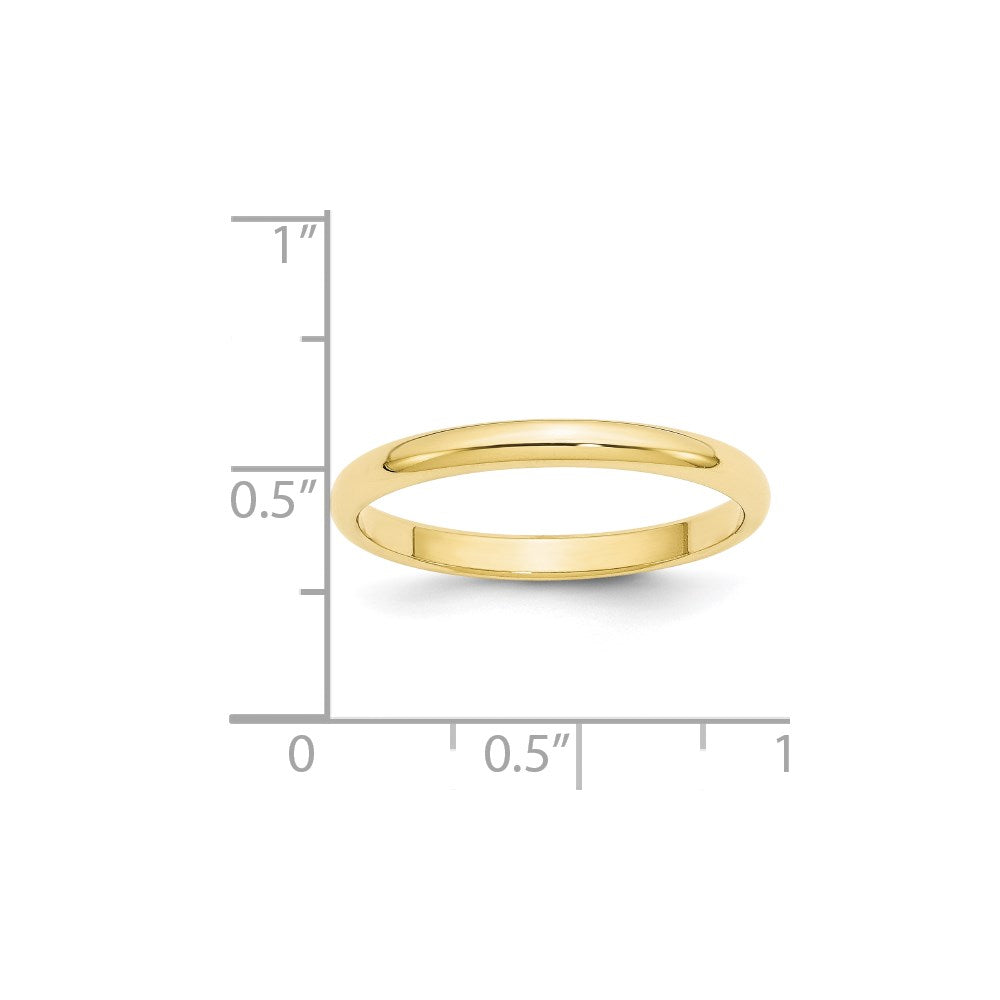 10k Yellow Gold 2.5mm Half Round Wedding Band Size 5