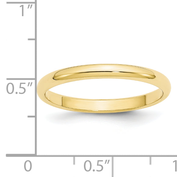 10k Yellow Gold 2.5mm Half Round Wedding Band Size 12