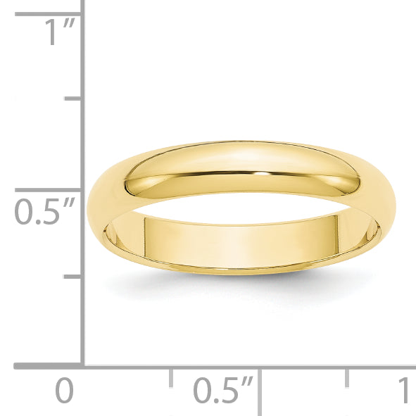 10k Yellow Gold 4mm Half Round Wedding Band Size 8.5