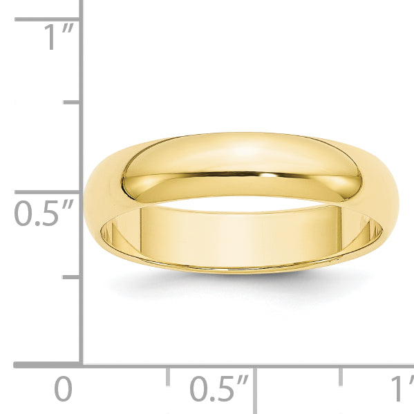 10k Yellow Gold 5mm Half Round Wedding Band Size 4.5