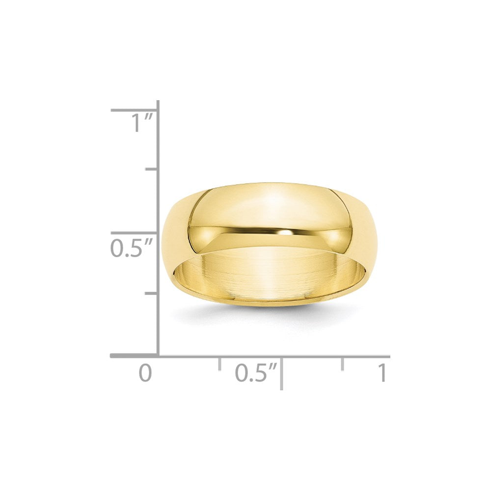 10k Yellow Gold 7mm Half Round Wedding Band Size 7.5